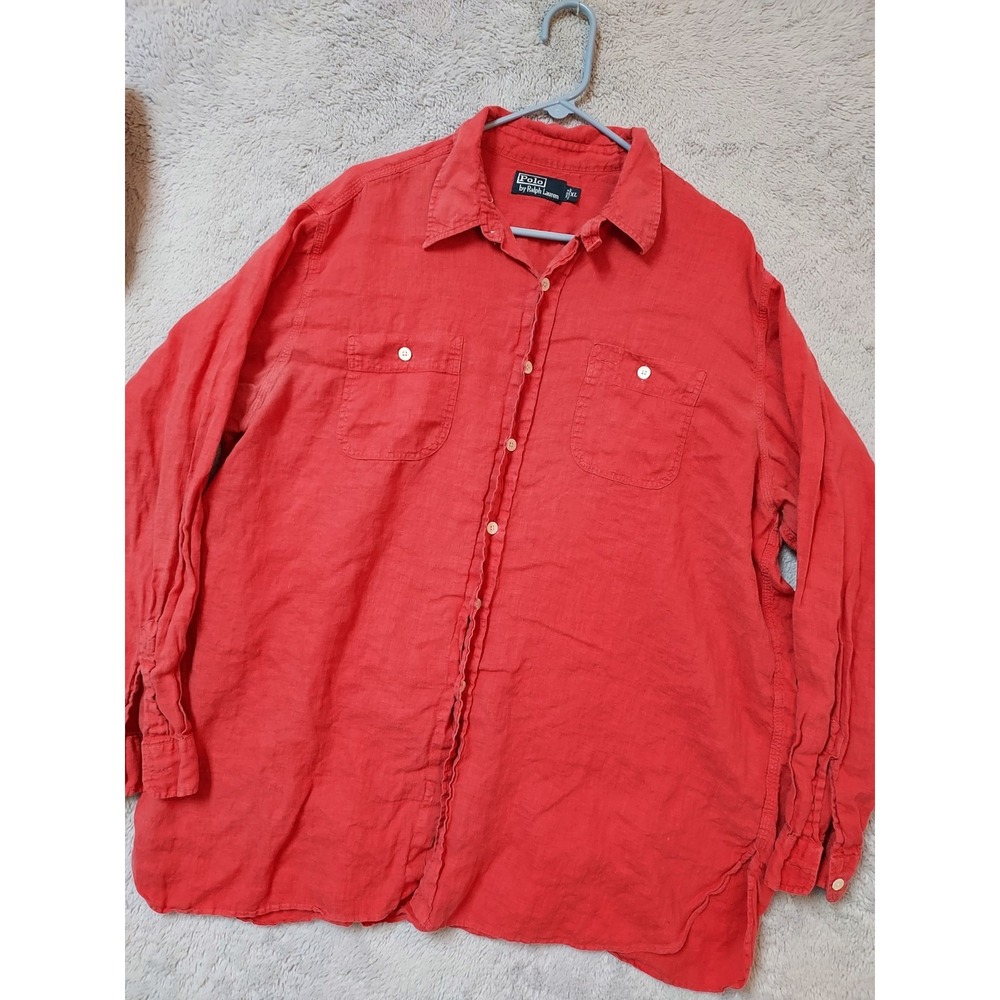Polo Ralph Lauren Shirt Mens XL Pink Faded Safari Outdoor Bush Chin Strap Casual